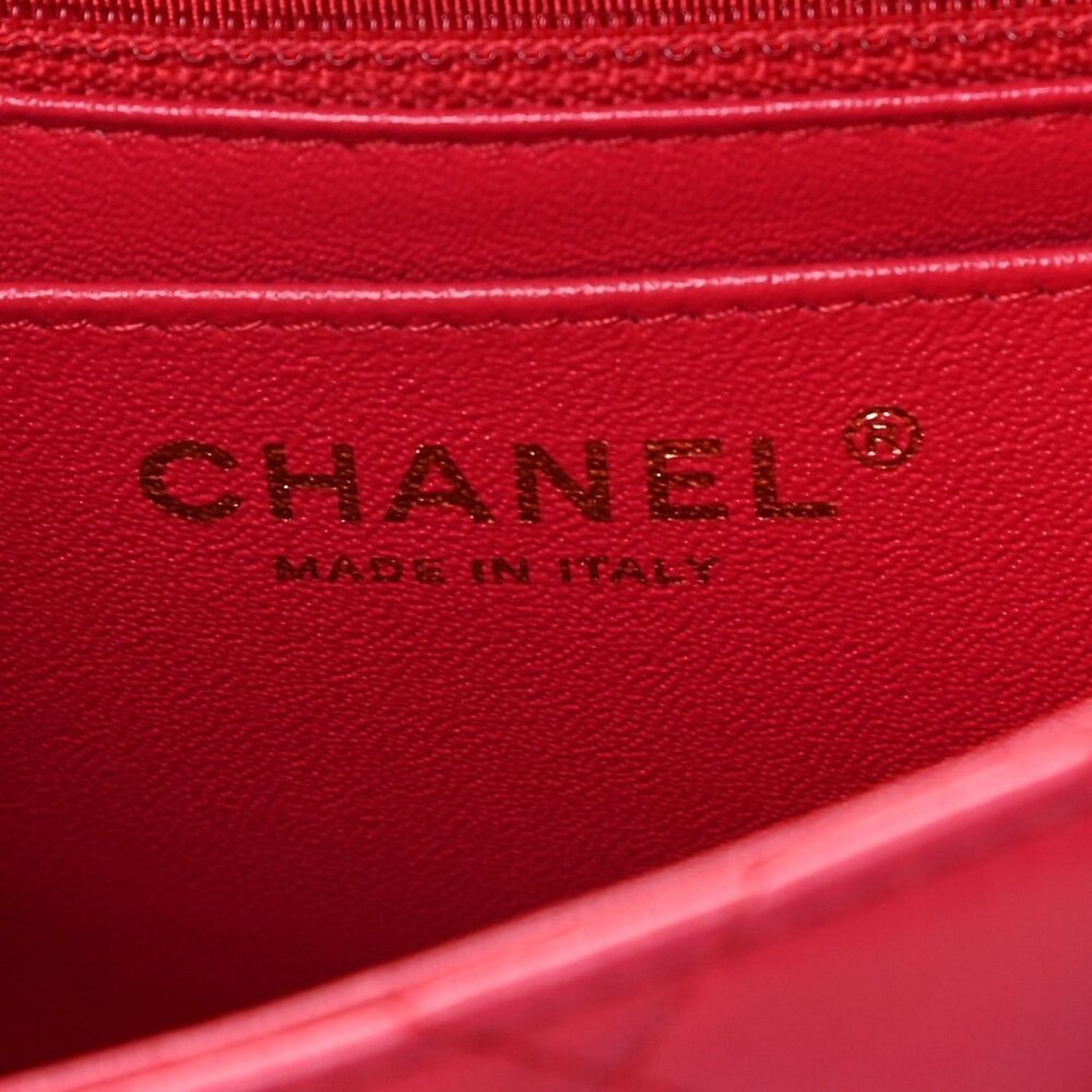 Authentic CHANEL CC Lambskin Quilted Mini Square Flap Pink Lambskin Matelasse - Picture 6 of 8